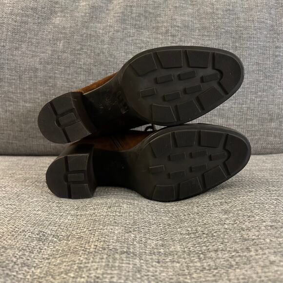 EUC Aquatalia Irene Brown Suede Boots Sz 8.5 Heeled Buckle Lace Up Ankle Booties - Picture 8 of 16